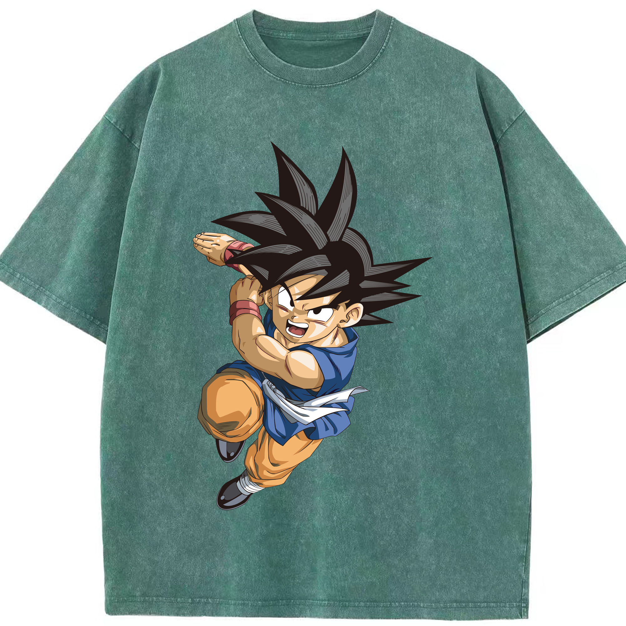 （画像用） ドラゴンボール 孫悟空（そん ごくう）Son Goku カカロット DRAGON BALL Kakarotto 綿100% ヴィンテージ風 半袖Tシャツ（フロントプリント）